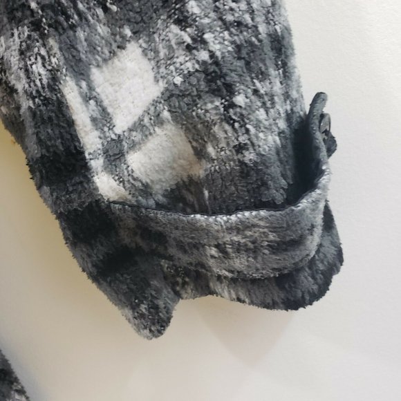 Madden Girl Hooded Jacket Large Plaid Black White - Picture 7 of 10